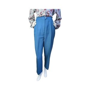 Vintage 80s/90s High Waist Teal Pleated Slacks | Shelly David | Size Medium